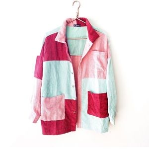 Shein | Corduroy Colorblock Shirt Jacket Medium